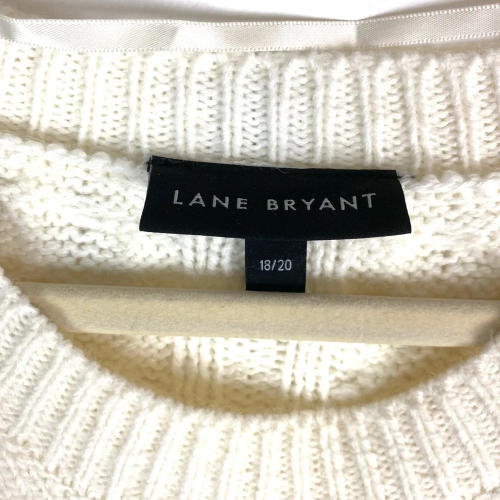 Lane Bryant size 18/20 Ivory Fringe Cable Knit Cozy Fall Pullover Sweater - Picture 7 of 8
